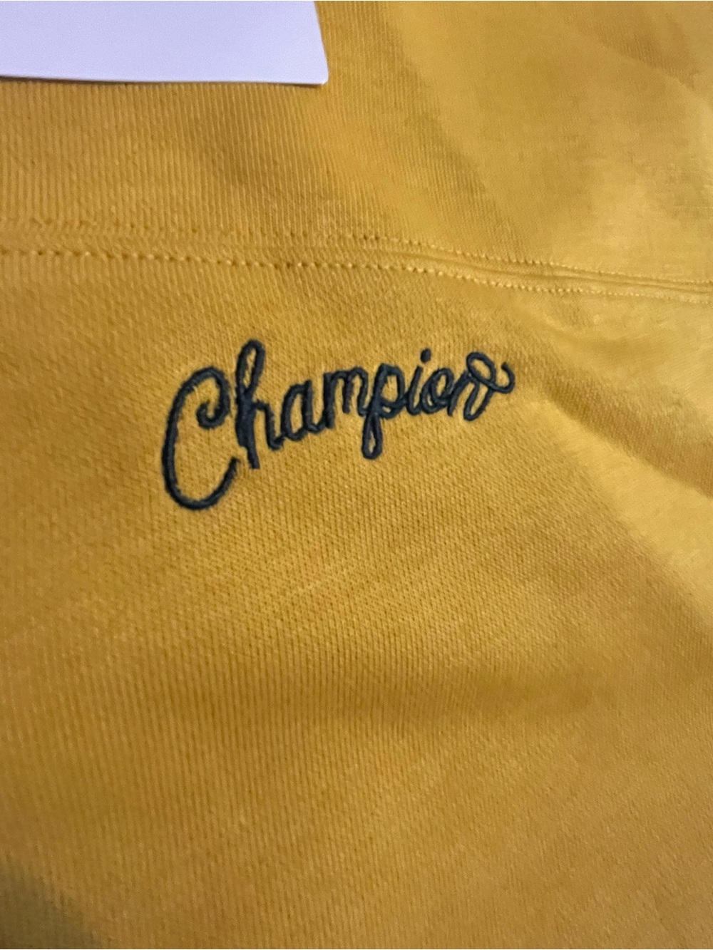 Champion Yellow Cropped Crewneck Sweatshirt with Striped Trim - Picture 3 of 5